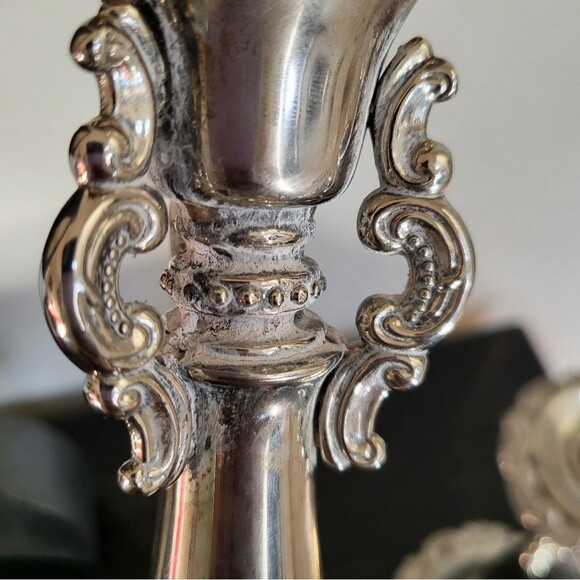 2 Baroque Wallace Silver Plate Antique Victorian Rococo Candlestick Holders 9x4 - Picture 13 of 15